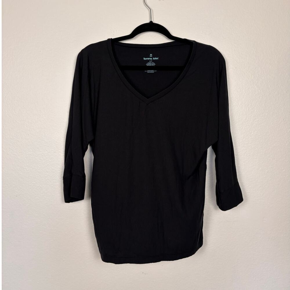 Tommy John Modal Micro Ribbed V Neck Quarter Sleeve Tee Small